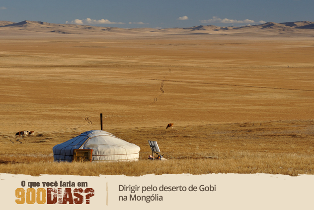 Dirigir pelo deserto de Gobi na Mongólia